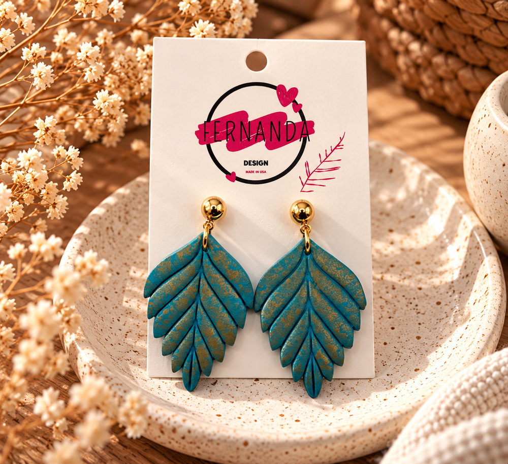 Turquoise Meadow Leaf Earrings
