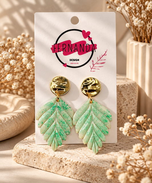 Mint Meadow Leaf Earrings
