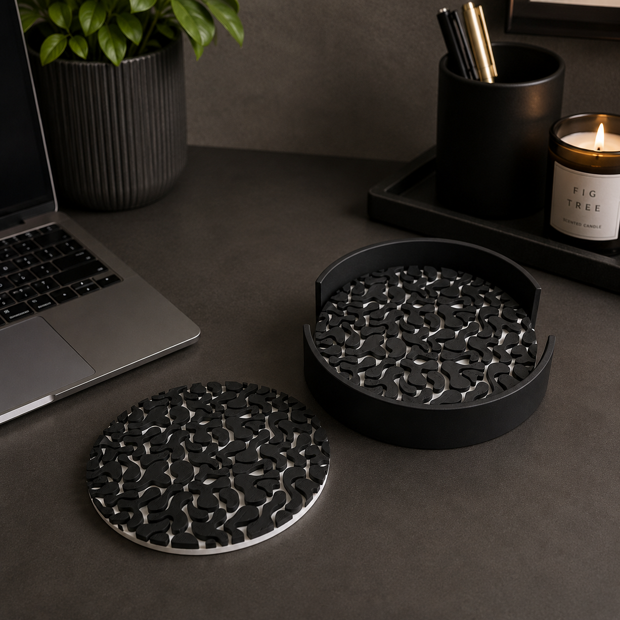 Black Mosaic Coasters