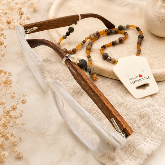 Earthy Amber Beaded Glasses Chain