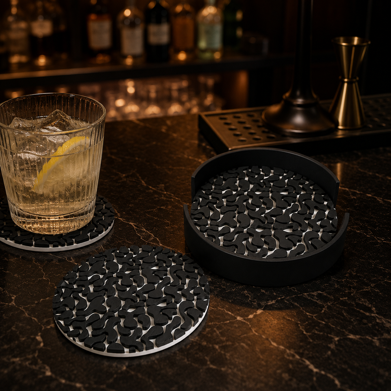 Black Mosaic Coasters